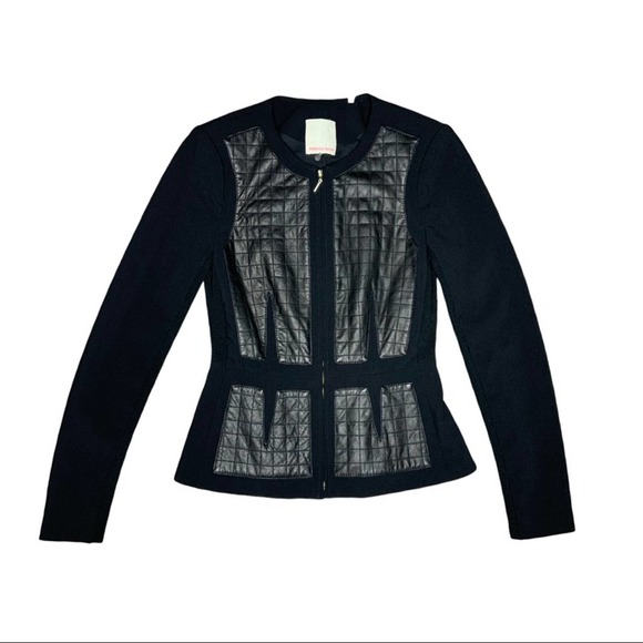Rebecca Taylor Jackets & Blazers - Rebecca Taylor Black Lamb Leather Quilted Zip Up Jacket Size 0